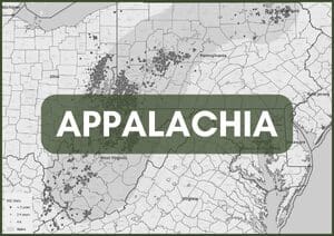 A map of appalachia with the word appalachia in front.