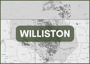 A map of the state of williston with the name of the city.