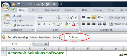 Click on the "Options…" button and select "Enable this content" in the dialog.
